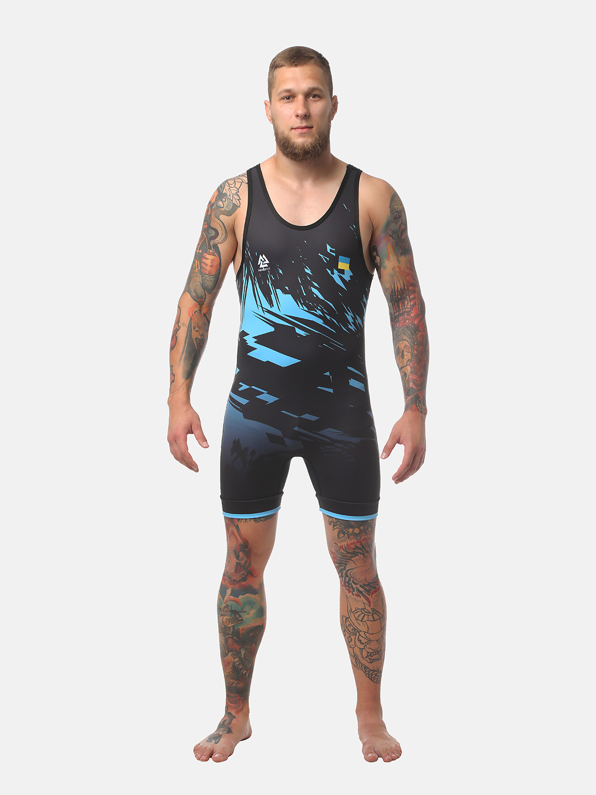 Peresvit Turmoil Adults Wrestling Singlet Blue Black, Photo № 6